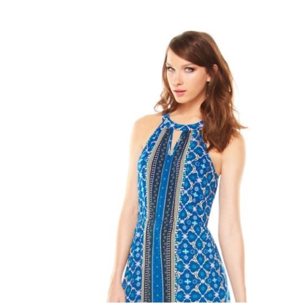 Elle Blue Halter keyhole Sundress Maxi